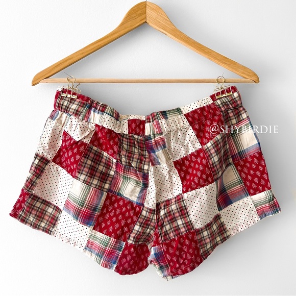 NEW Aerie Patchwork Plaid Festive Holiday Sleep Shorts in Red, Small - Picture 3 of 8